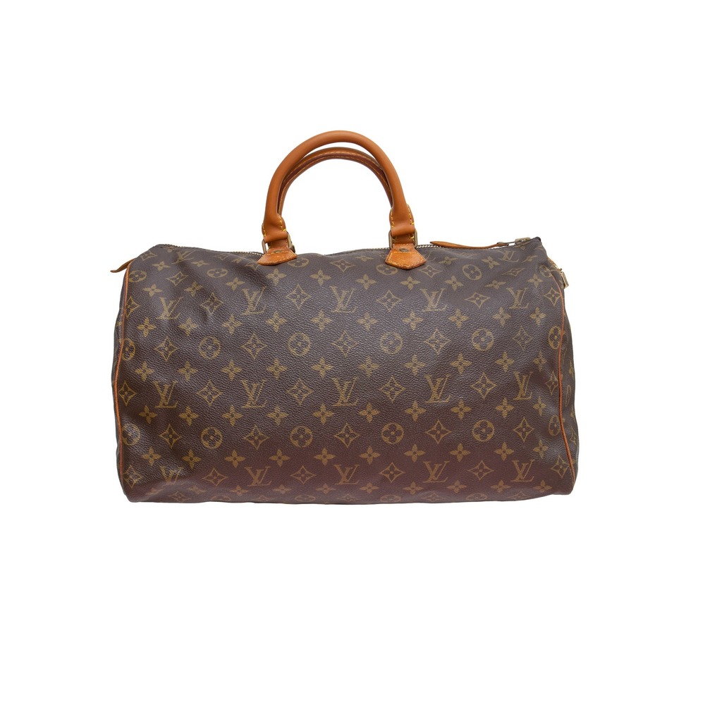 Louis Vuitton Speedy 40 Monogram Canvas Vintage Travel Handbag Brown